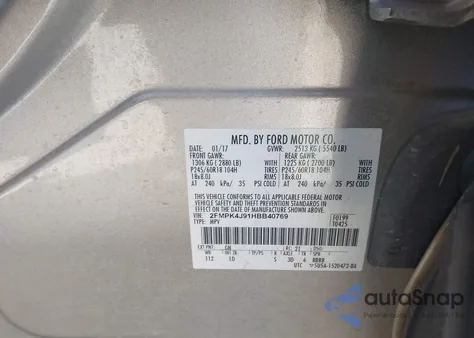 2017 Ford Edge Sel from USA, damaged, VIN 2FMPK4J91HBB40769